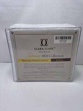 Clara Clark Premier 1800 Collection King Sheet Set White Deep Pocket 4 Piece NIB